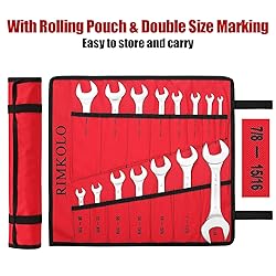RIMKOLO Super-Thin Open End Wrench Set, 16-Piece