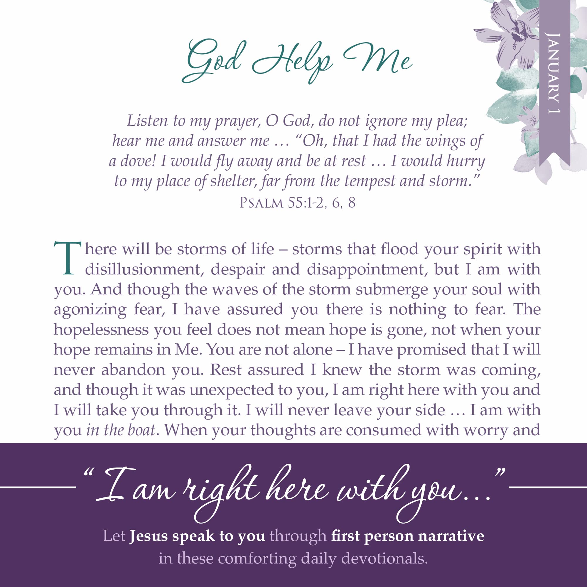 A Journey with Jesus 365 Devotions for Women, Purple Floral Faux Leather Flexcover