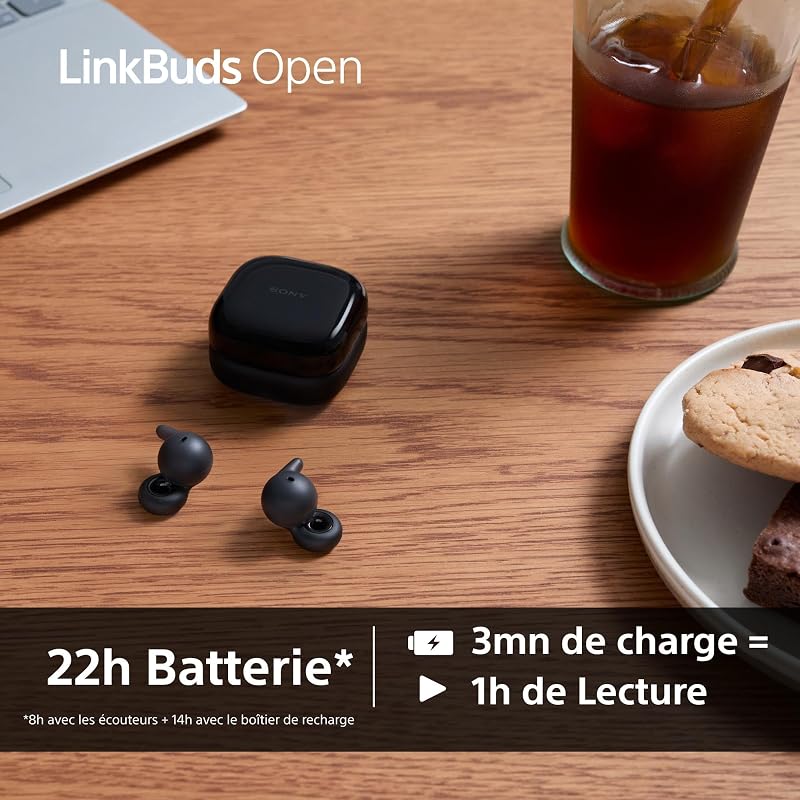 LinkBuds Open - Ecouteurs Ouverts Bluetooth sans Fil - Son Transparent, Confortables, 4, 8g, Haute qualité sonore, IPX4, Connexion multipoint, Batterie 22h, iOS et Android - Blanc