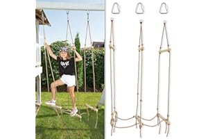 CATEAM Rickety Bridge Rope Ladder - Ninja Slack line Accessories - Backyard Obstacle Course Accessories for Ninja Warrior Training - Rope Bridge Skip for Kids