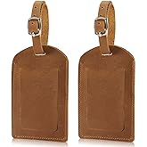 Ringsun Genuine Leather Luggage Tag for Suitcases ID Tags Bag Tags for Luggage (2 Pack)