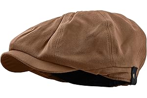 Croogo Men's 8 Piece Newsboy Flat Cap Cotton Newsboy Ivy Cap Cabbie Driving Hat Octagonal Golf Beret Hat Scally Hats