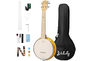 Mulucky 4 String Banjolele, Banjo Ukulele Concert Size 23 inch (Yellow)