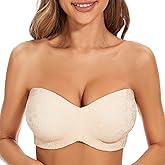 sheroine Strapless Push up Plus Size Floral Seamless Bra Underwire Convertible Smoothing Unpadded Support Large Breasts Bras