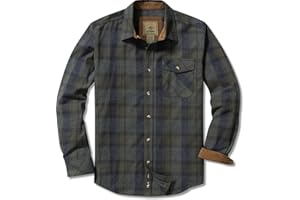 CQR Men's All Cotton Flannel Shirt, Long Sleeve Casual Button Down Plaid Shirt, Brushed Soft Outdoor Tactical Work Shirts