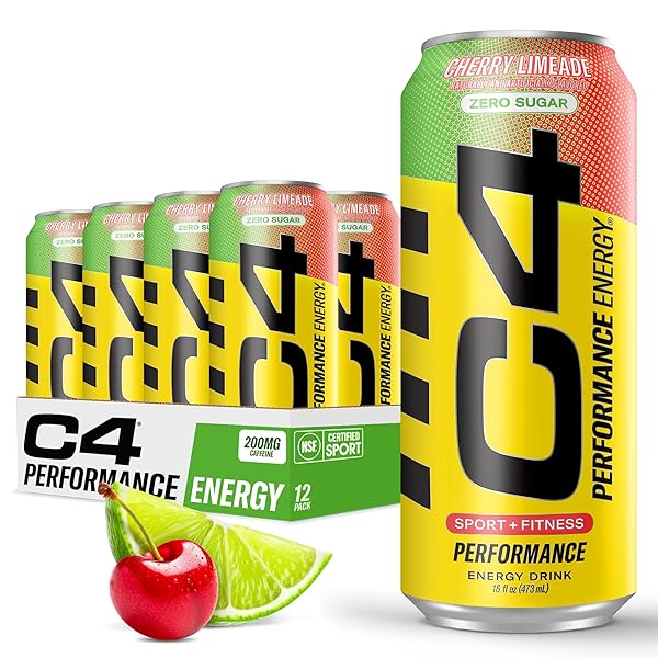 C4 ORIGINAL SUGAR FREE ENERGY DRINK 16OZ (PACK OF 12) | CHERRY LIMEADE | PRE WORKOUT PERFORMANCE DRINK WITH NO ARTIFICIAL COLORS OR DYES