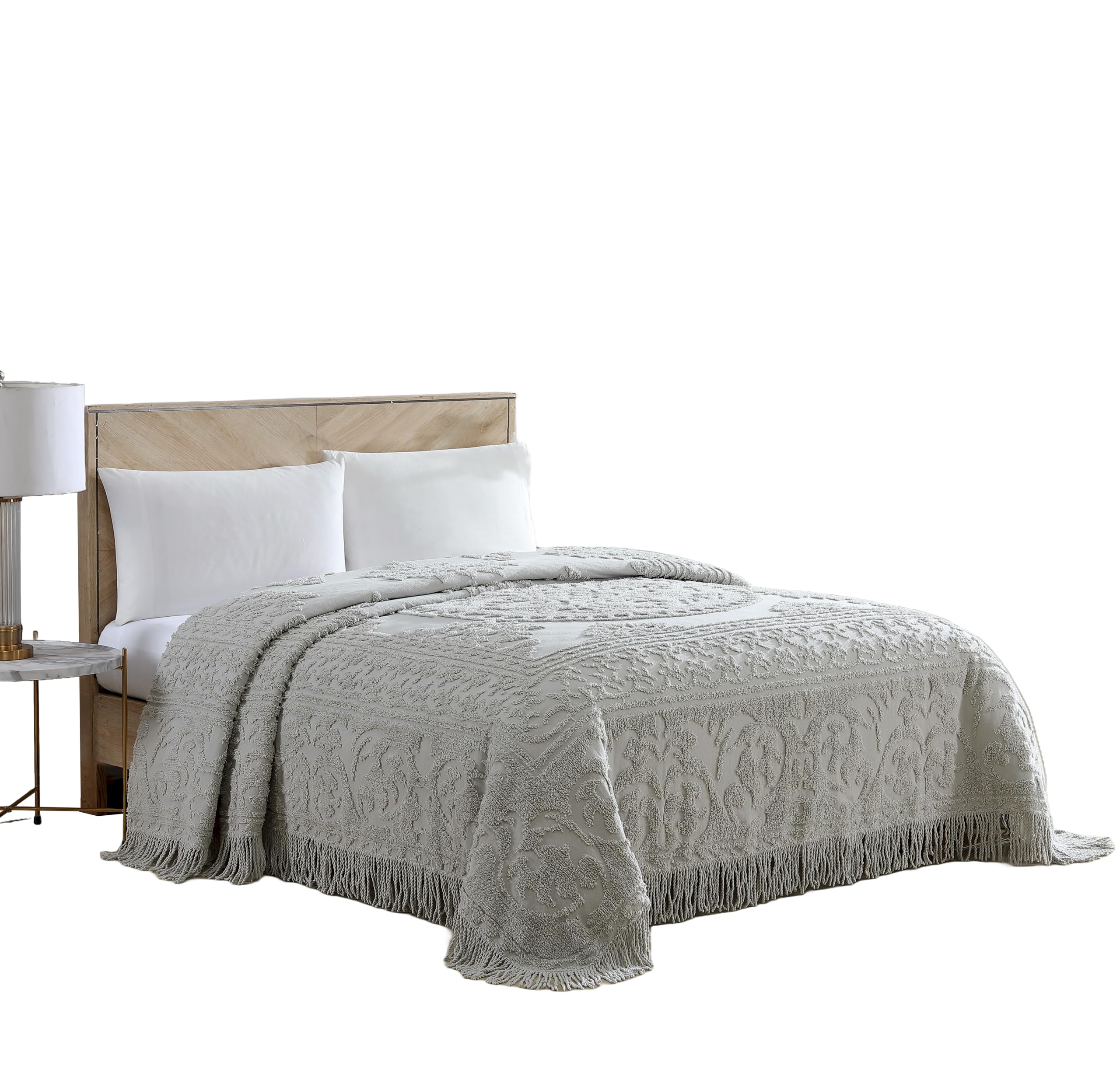 Photo 1 of Beatrice Home Fashions Medallion Chenille Bedspread, Full, Gray