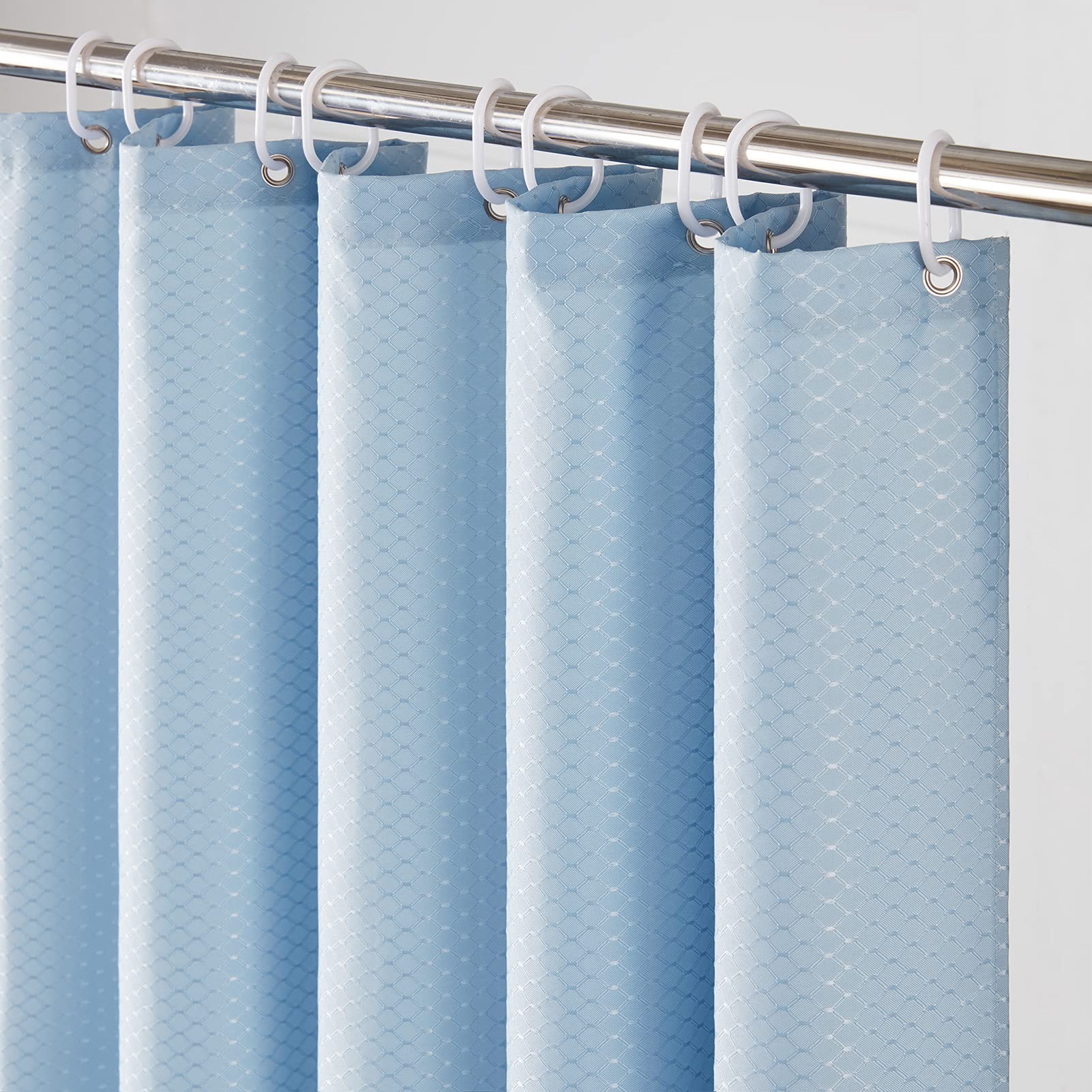 Furlinic Grey Blue Shower Curtain Mould Proof Resistantand Waterproof Bath Curtains Waffle Polyester Fabric Washable for Wet Room with Hooks 47x78 Inch.