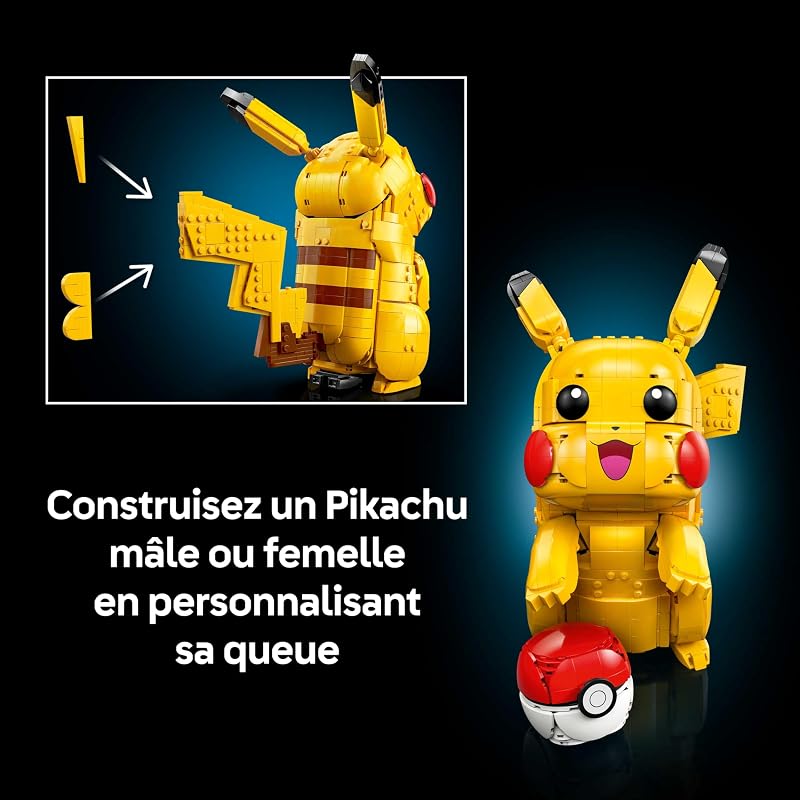 Pokémon Pikachu et Poké Ball - Set de Construction Adulte - Maquette de Figurine Anime Articulée & Présentoir Dynamique - Décoration Chambre ou Bureau DIY - Idée de Cadeau Gaming Collector 72152