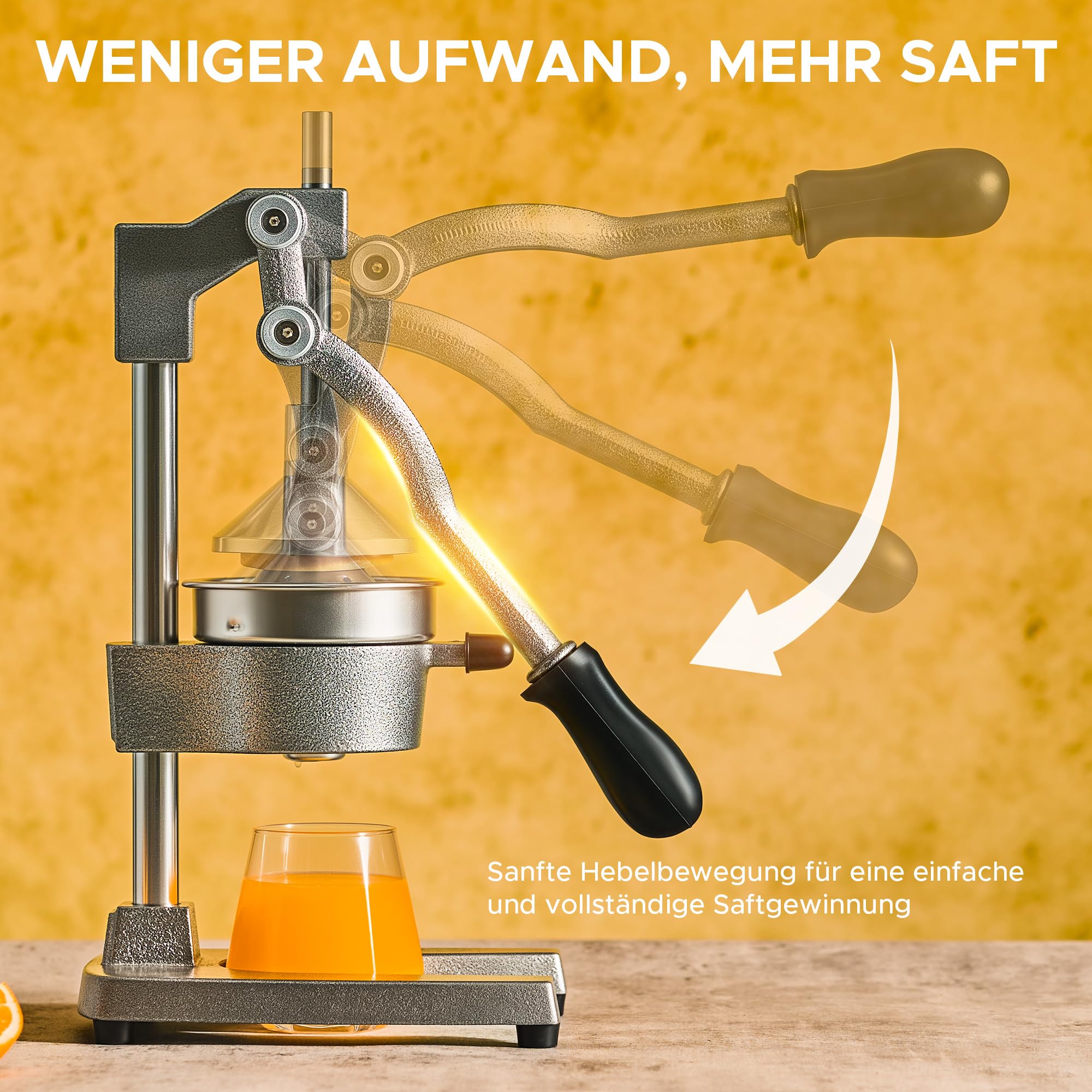 CO-Z Professionelle Zitruspresse in handelsüblicher Qualität, Handpresse, manuelle Fruchtpresse, Metallsaftpresse, robuste Saftpresse, Zitrusfrüchte, Orange, Granatapfel 5