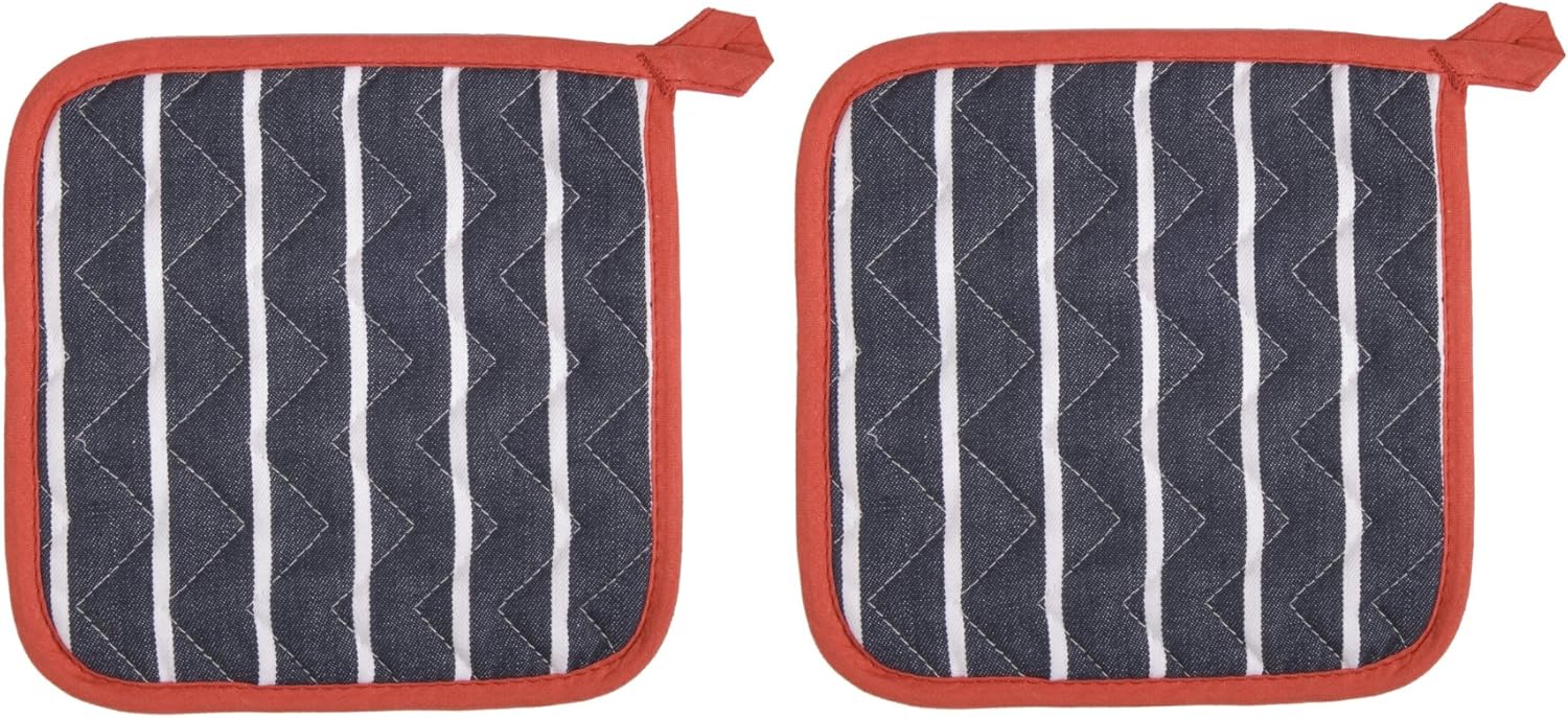 Now Designs Basic Potholders, Essex Stripe Jaffa, Set of 2: Home & Kitchen
