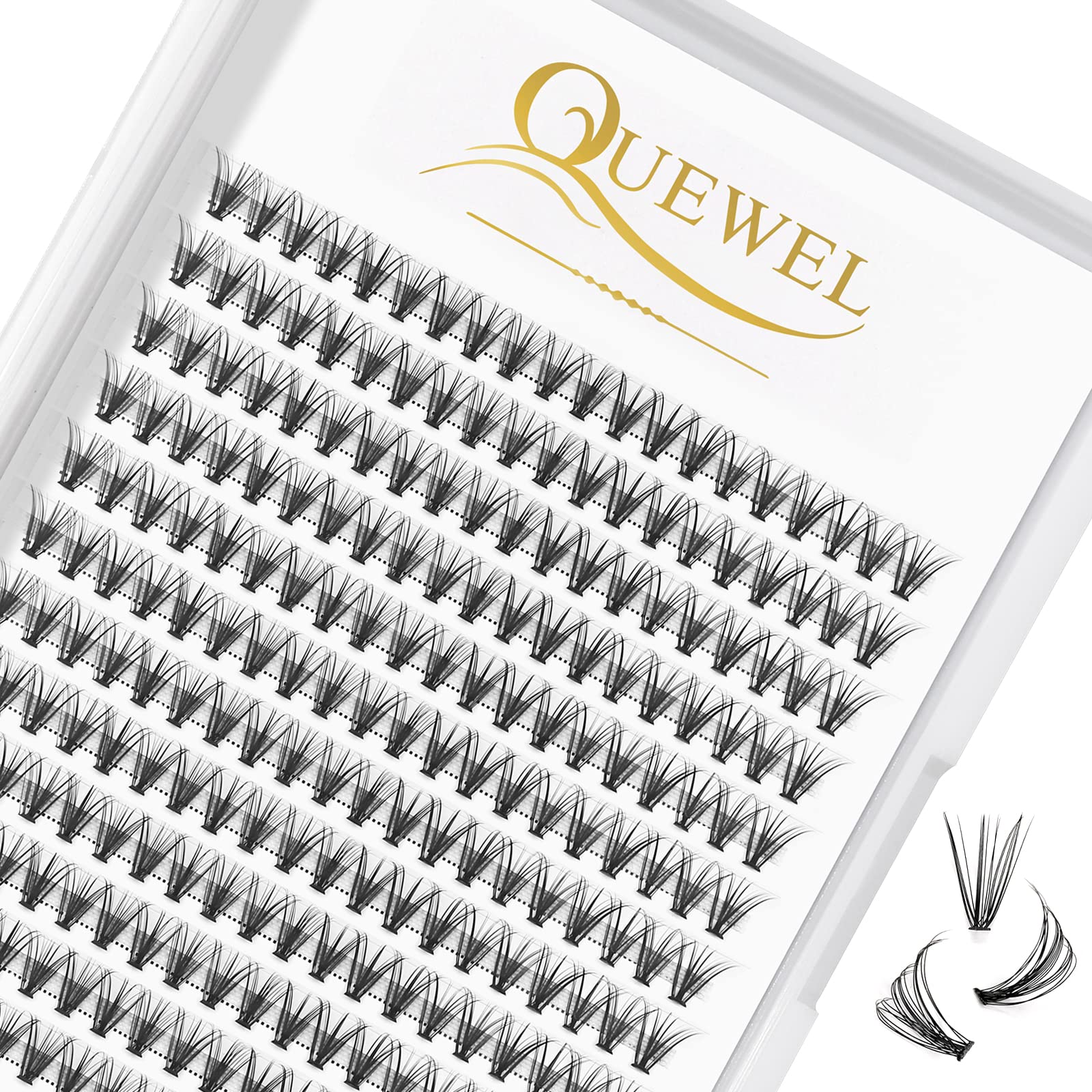 240Pcs Individual Lashes QUEWEL Cluster Lashes Individual Lash Extension 20D D Curl Lashes Cluster DIY Look Like Eyelash Extensions Mix8-14mm at Home(20D 0.07D MIX8-14mm) — image 1
