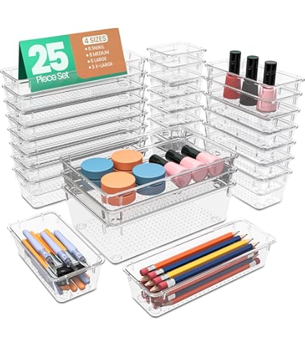 WOWBOX - Juego De 25 Organizadores De Plástico Transparente Para