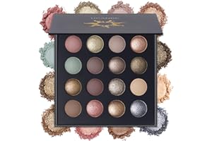 UCANBE Baked Eyeshadow Makeup Palette with Hidden Gems, 16 Colors Nude Eye Shadow with Matte Glitter Metallic Shimmer, Highly Pigmented Long Lasting Make Up Pallet