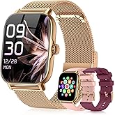 Kriutefy Smart Watches for Women Men (Make/Answer Calls), Steps Counter Fitness Watch for Android iPhone with 120+ Sports, IP68 Waterproof, Sleep Calorie Monitor, Pedometer (Classic, Gold, 1.91)