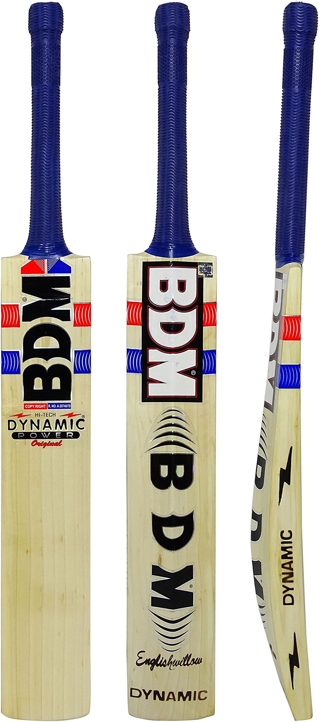 Bdm Adult Size English Willow Wood Dynamic Power Original Cricket Bat With Carry Case - Choose Weight