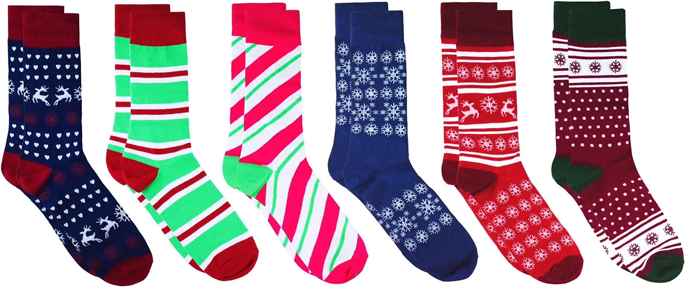 Men's Patterned Dress Socks - Business and Fun - 6 Pack Crazy Colorful Cotton - Mens and Women