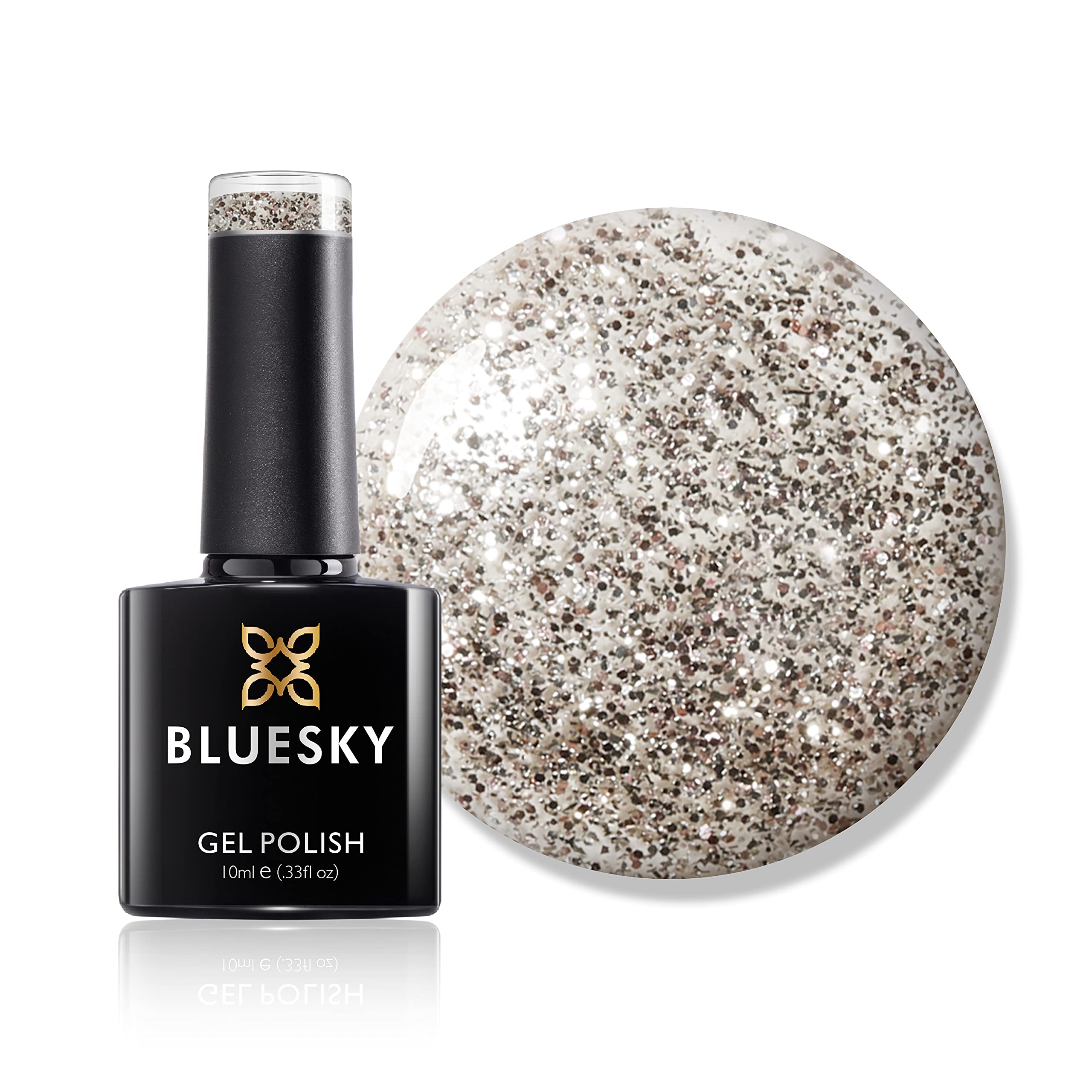 Bluesky Gel Nail Polish, Golden Sand DC007, Gold Glitter, Long Lasting, Chip Resistant, 10 ml (Requires Drying Under UV LED Lamp)