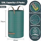 Mokani Garden Waste Bags 120L x3 Heavy Duty with Handles Waterproof view 2