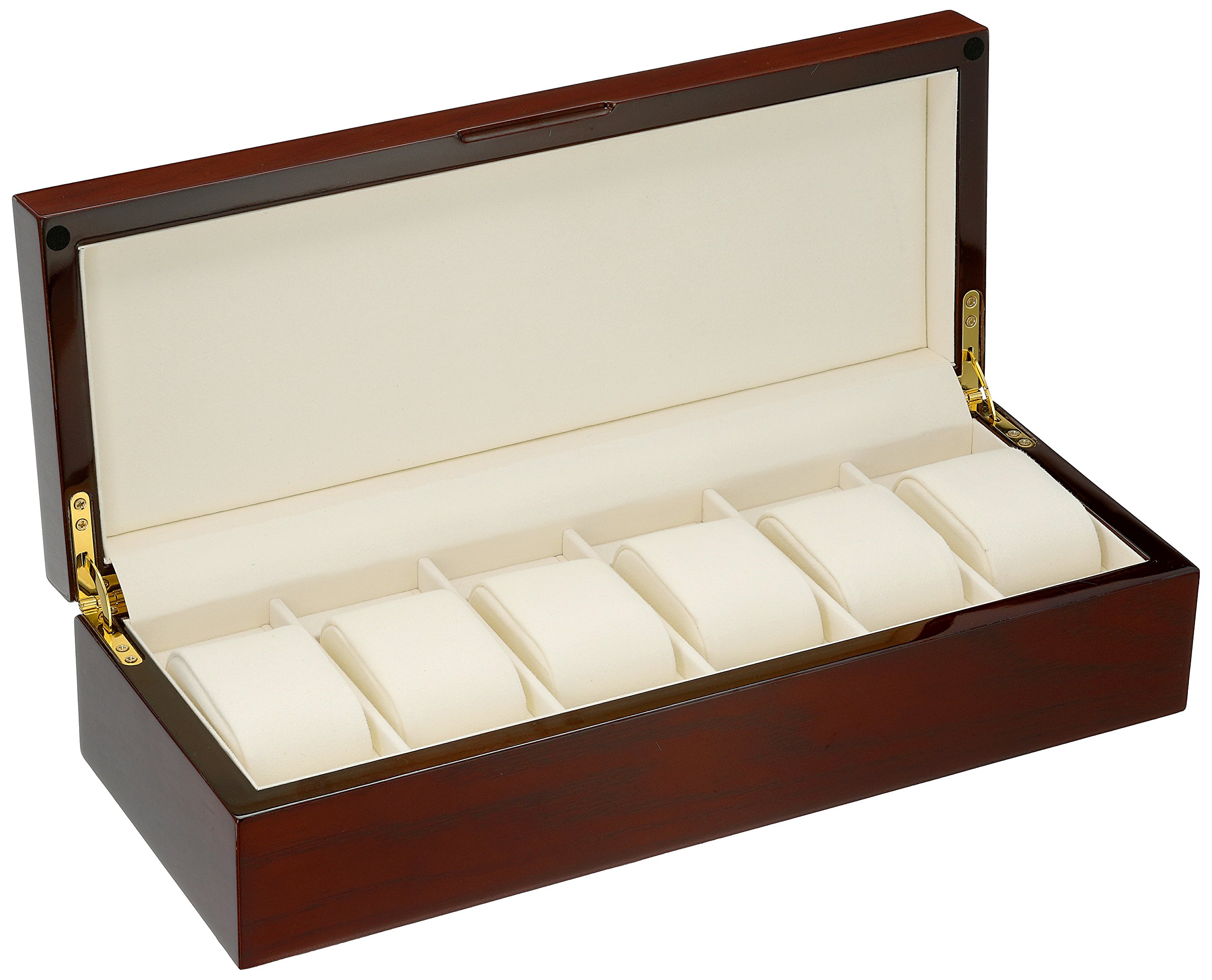 Diplomat Mahogany Wood 6 Watch Storage Case with Cream Interior
