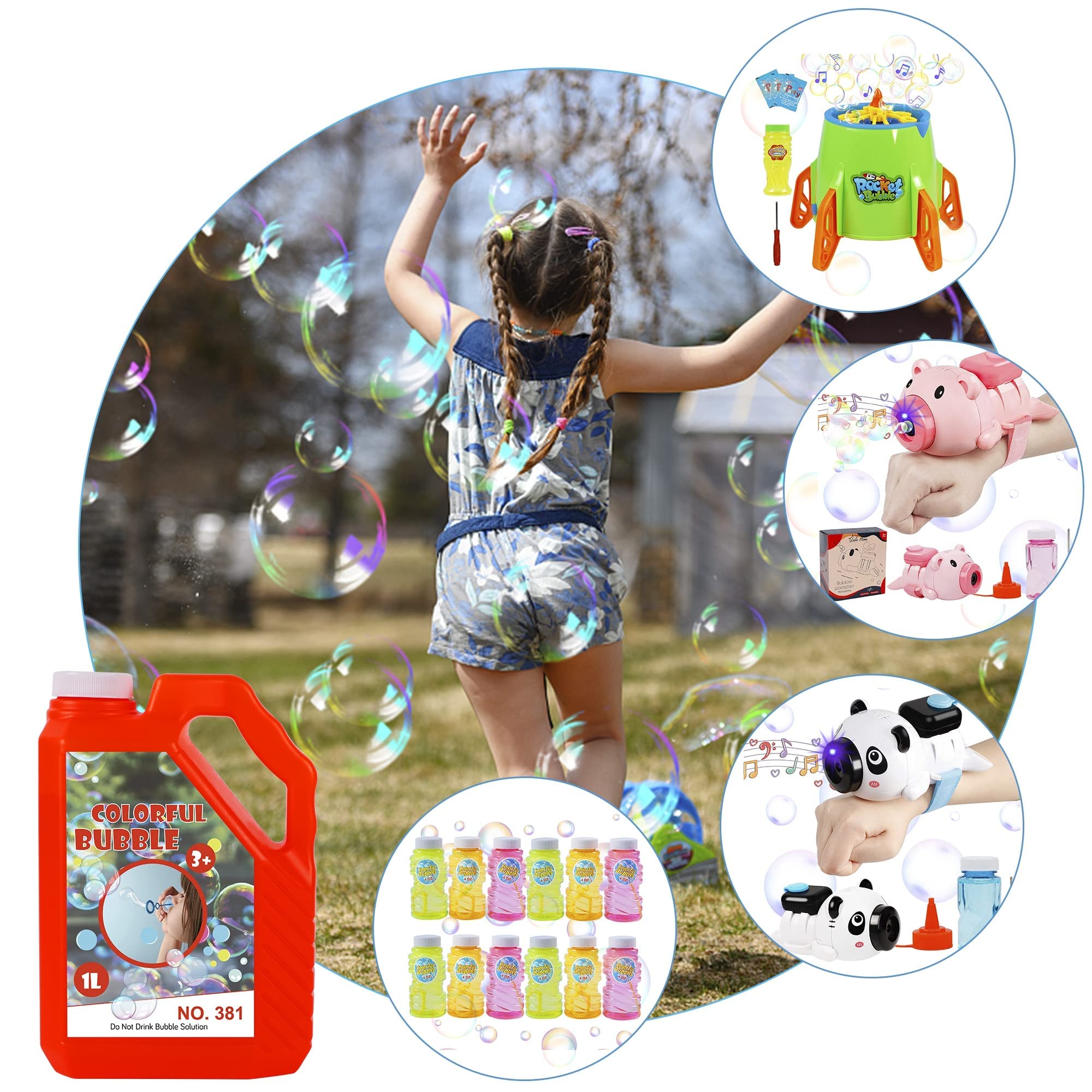 Bubble Concentrated Solution, 1 L/ 33.8 OZ Bubble Refill Solution for Kids Halloween Parties, Bubble Machine, Giant Bubble Wand, Bubble Blower Toys