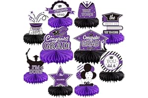 GEXOLENU 10PCS Graduation Decorations Class of 2025 Centerpieces, Congrats Grad Honeycomb Table Toppers for Graduation Party Favors, 2026 Graduation Party Decorations (10PCS, Purple & Black)