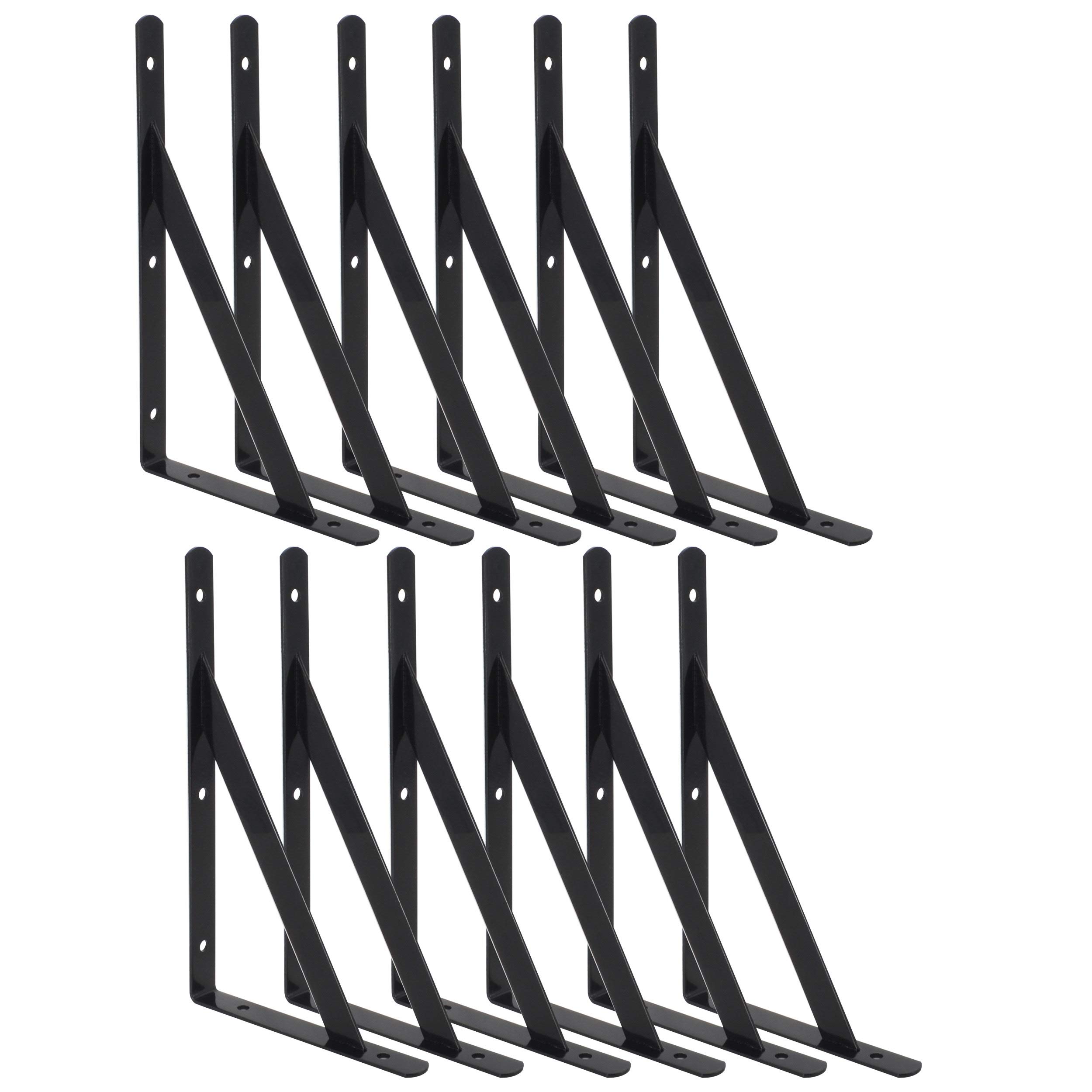 Heavy Duty Shelf Brackets Triangle Shelving Brackets Right Angle Wall Mounted Shelf Supporters Black 12 Inch Set of 12