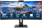 Philips 346P1CRH 34" QHD Curved Ultrawide Monitor 100Hz USB-C Dock Webcam HDR view 2