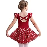 Mecceos Girls Ballet Leotards Skirt Toddler Dance Ballerina Dresses Outfit Gymnastic Ruffle Butterfly Sleeve