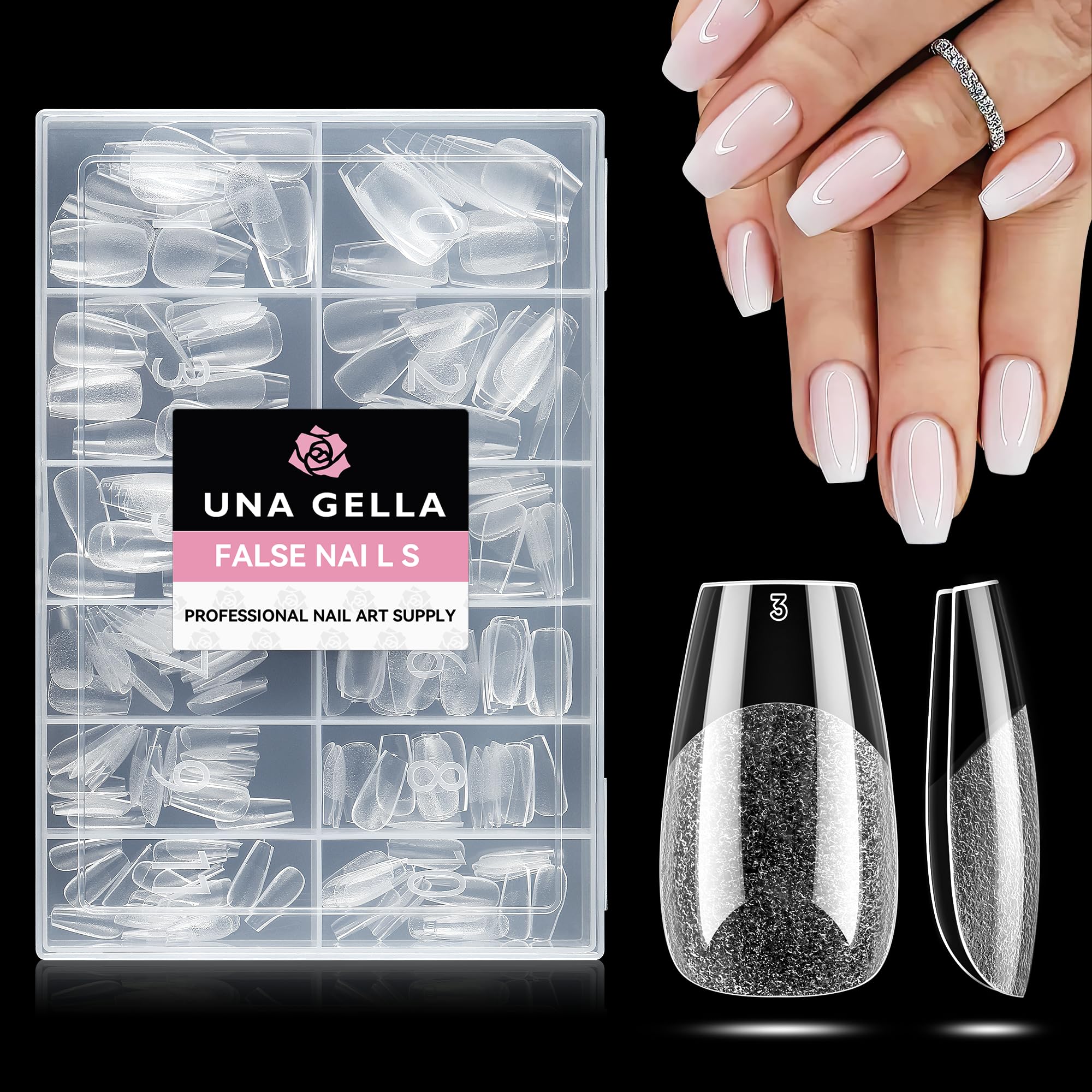 Photo 1 of UNA GELLA Short Coffin Nail Tips: 216pcs Short Coffin Press on Nails Pre-shape Gel Nail Tips for Full Cover Acrylic Nails False Nails For Nail Extension Home DIY Salon 12 Sizes Gelly Tips