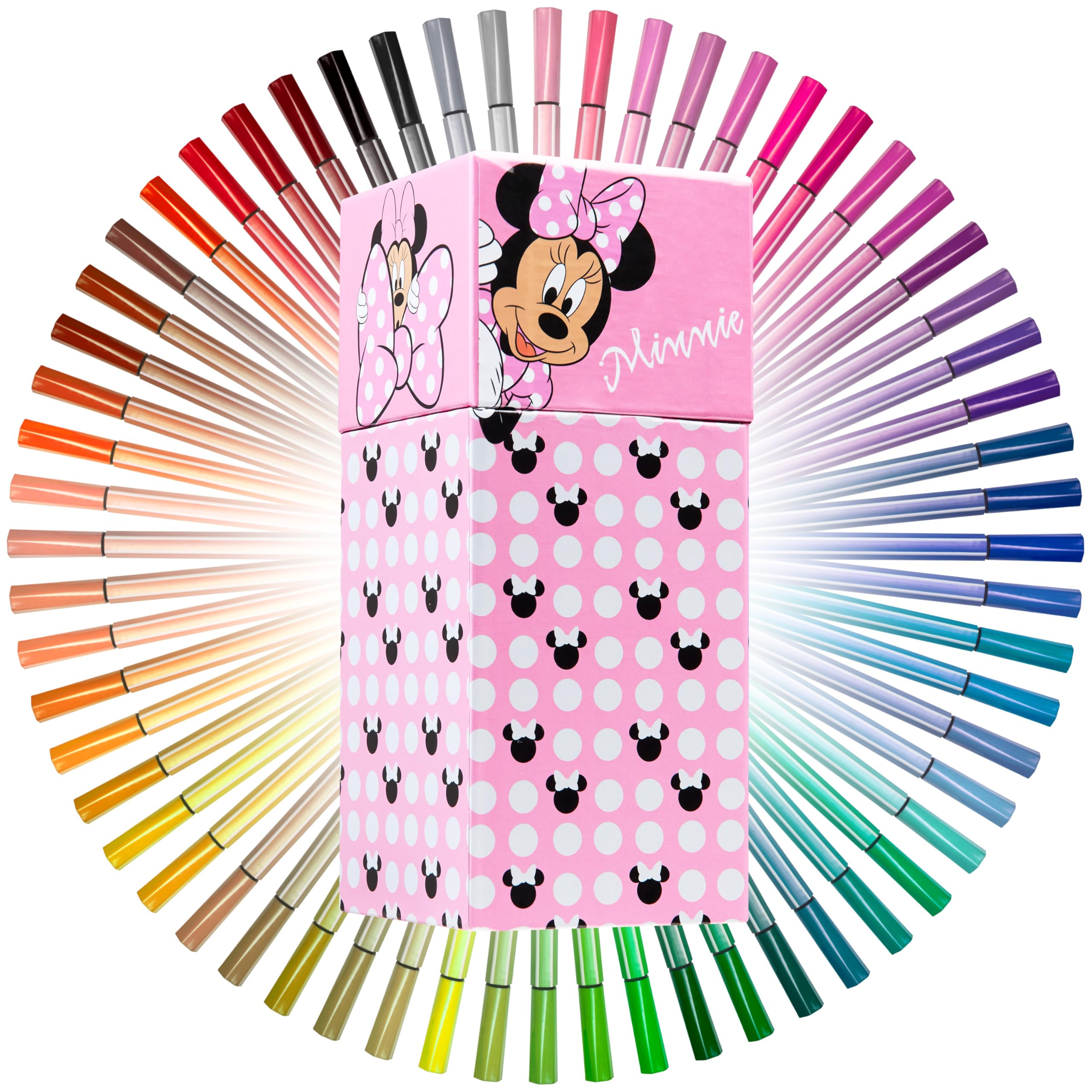 Disney Minnie Mouse Colouring Pens 60 Pack Felt Tip Pens for Kids Art Supplies Set Drawing Colouring Arts and Crafts School Party Gifts for Girls (Pink)