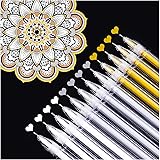 Dyvicl White Gold Silver Gel Pens, 0.5 mm Extra Fine Point Pens Gel Ink Pens for Black Paper Drawing, Sketching, Illustration