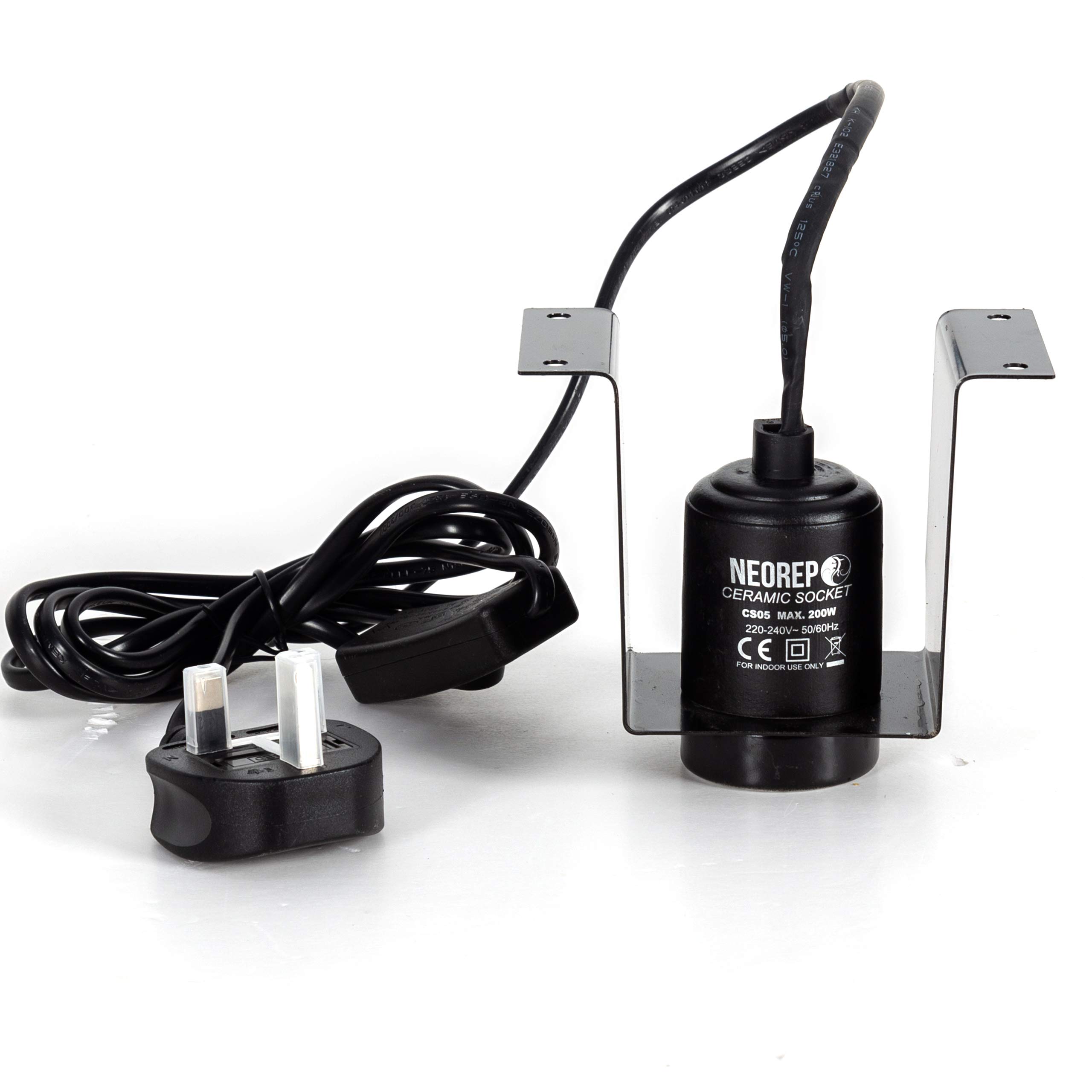 NEOREP Ceramic Socket Bulb Lamp Holder with Bracket ES27 Screw Type 1.8m long 200w Max