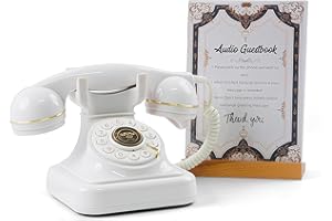RetroVox Audio Guest Book Wedding Phone Guestbook and Signage Record Customized Audio Messages with Voicemail, Vintage Style for Bridal Shower, Birthday Party, Baby Shower, Anniversary, Engagement