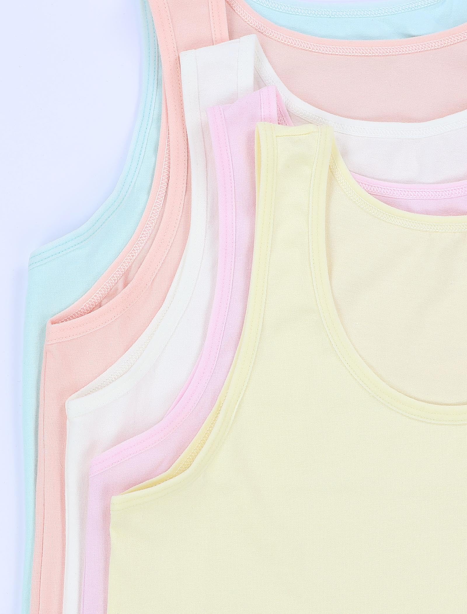 TupTam Unterhemden Mädchen Baumwoll Unterhemd 5er Pack Tank Top Ärmellos Kinder, Farbe: Einhorn Schmetterlinge Rosa Grau Gelb, Größe: 122-128 2