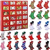Suhine 24 Pairs Christmas Sock Gift Bulk for Women Men Adult Soft Christmas Xmas Holiday Festival Sock Advent Calendar 2025