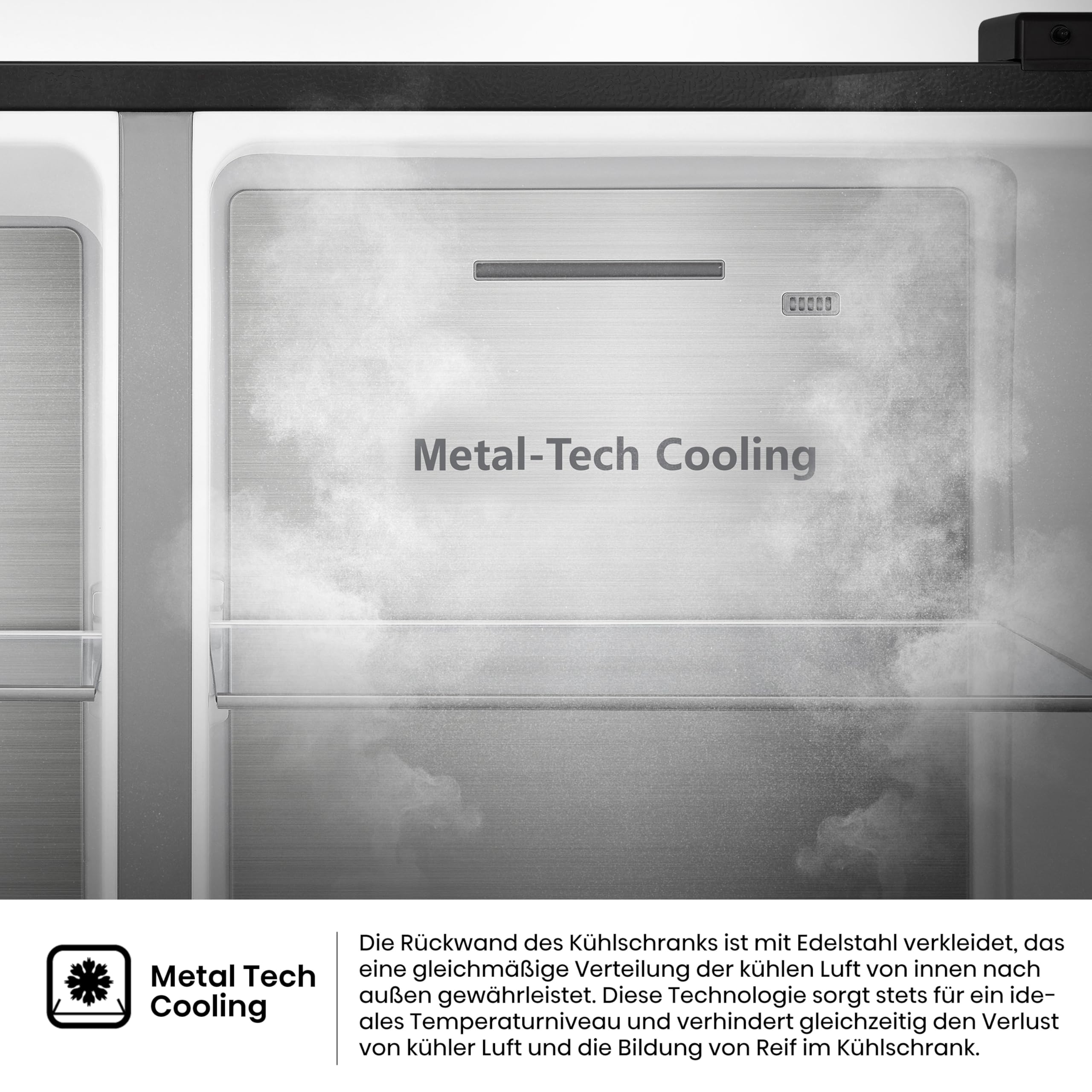 Hisense RS818N4TFC Side by Side – Kühl-Gefrierkombination, EEK C, Eis-Wasserspender, LED Display, Total No Frost, Multi Air Flow, Fast Freeze, schwarz 4