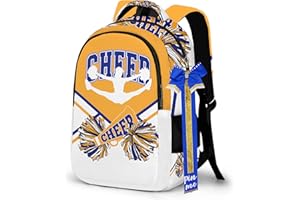 PAXIAROY Cheer Backpack with Glitter Cheerleader Keychain, Cheer Pin Strap for Backpack, Cheerleading Gifts for Team Women (Gold Blue)