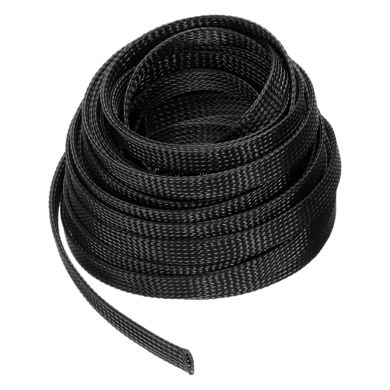 uxcell 50 Ft - 1/2 Inch Expandable Braided Cable Sleeve, PET Cable Management Wire Sleeving Cord Protector, Wire Wrap Loom Tube for TV Computer Audio, Office Home Devices, Black