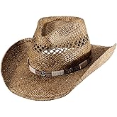 MIX BROWN Straw Cowboy Hats Cowgirl Hat Western Cowboy Hat Rancher Hat for Men Women, Exquisite Decoration Band