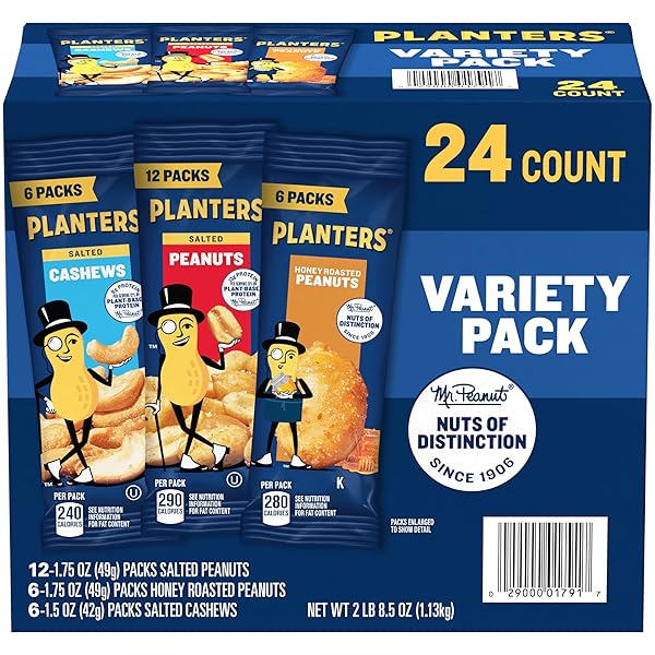 PLANTERS VARIETY PACKS (SALTED CASHEWS, SALTED PEANUTS &...