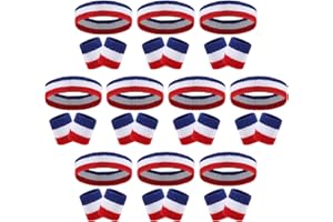 Samoyee 30 Pcs Sweatbands Wristbands Set Absorbent Terry Cloth Headbands Wristbands Neon Color Striped 80s Athletic Sweatbands for Sports Gym Exercise