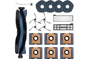 VANMIYA 18 Pack X10 Pro Omni Replacement Parts Compatible with Eufy X10 Pro Omni Robot Vacuum Cleaner Gray Accessories Kit,1 Roller Brush, 2 HEPA Filters, 4 Side Brushes, 4 Mop Cloths, 6 Dust Bags, 1 Cleaning
