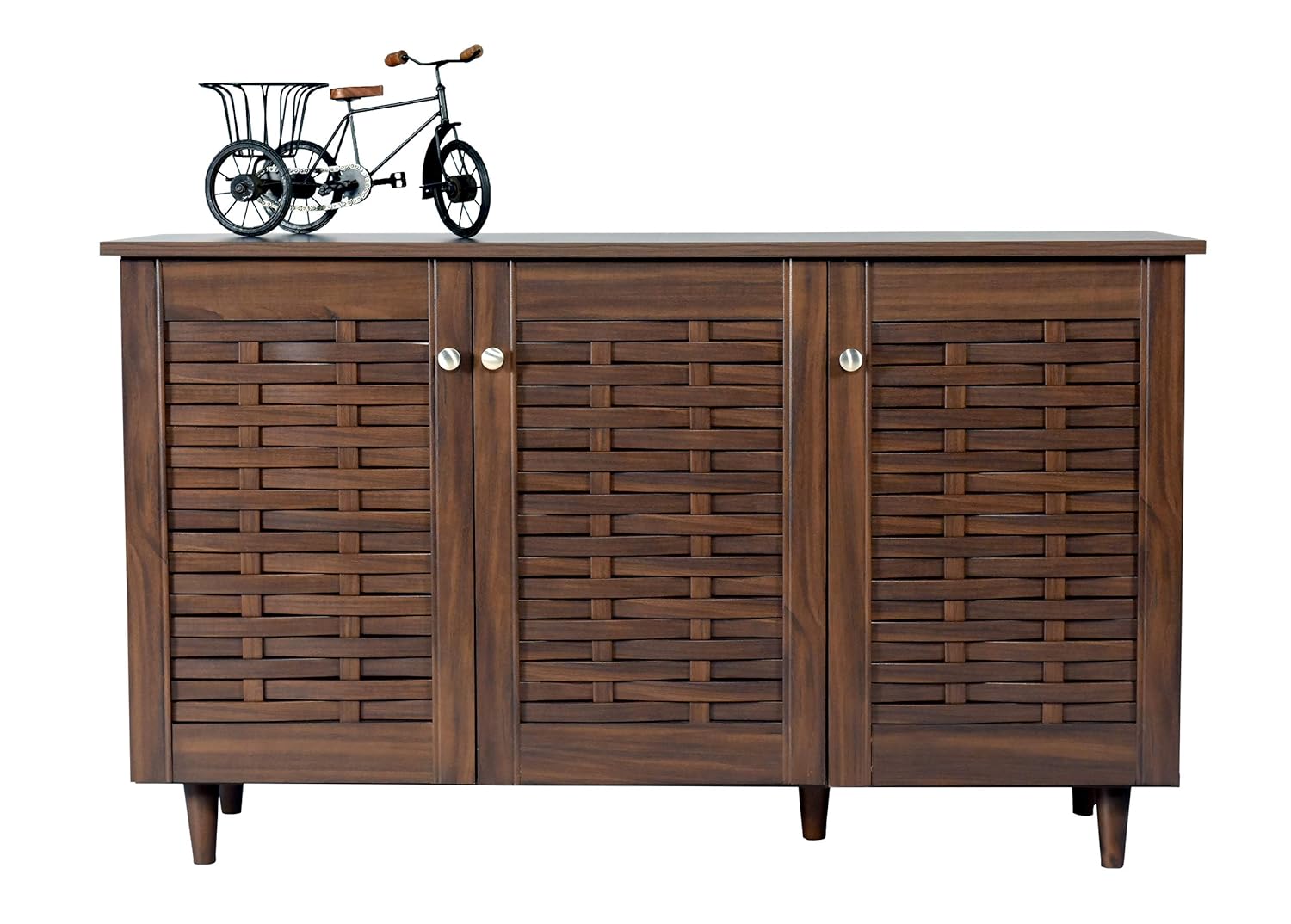 3-Door Shoe Rack with Wooden Legs