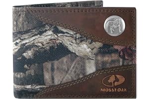 ZEP-PRO Men's Mossy Oak Nylon and Leather Passcase Concho Wallet