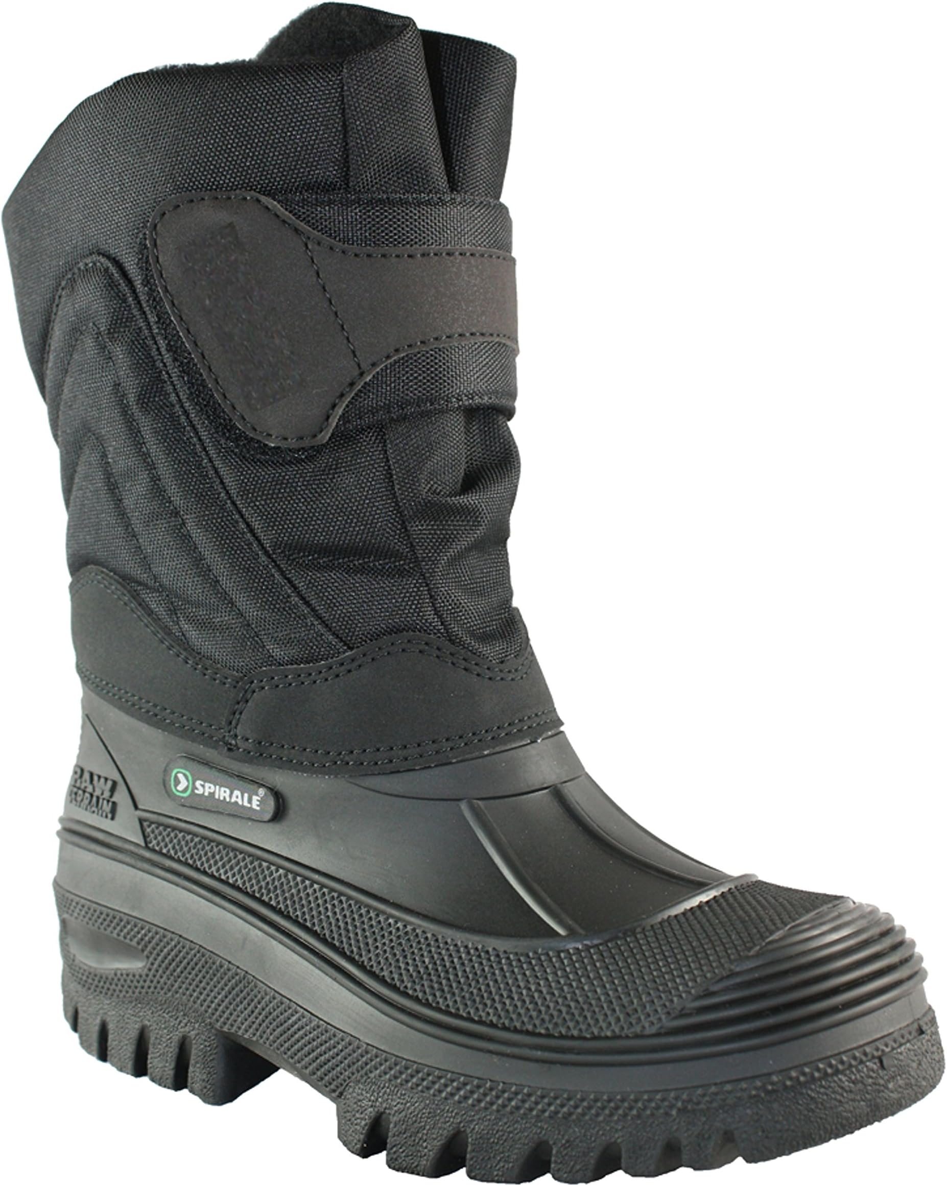 Nevis Boots Black, Unisex, Rubber Waterproof Foot, Velcro Strap, Snow rain Winter ski Mucker Wellies Riding Stable Yard Country Boots