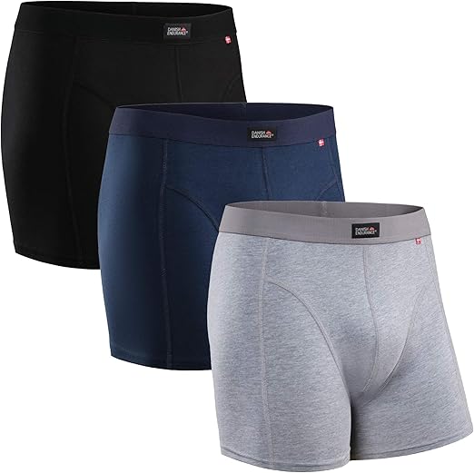 DANISH ENDURANCE Men's Cotton Trunks 3Pack, Stretchy Soft Fitted Boxer