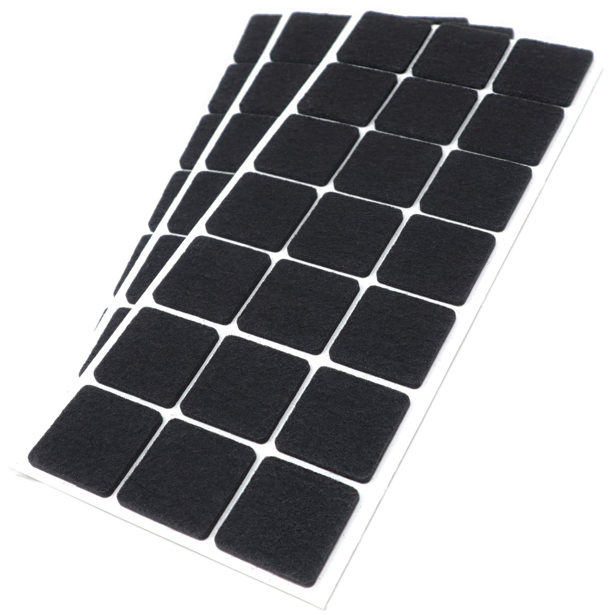 Adsamm® / 63 x self-adhesive felt pads/Black / 1.18x1.18'' (30x30 mm) / square / 0.138'' / 3.5 mm thick stick-on furniture felt glides/Furniture & Chair Glides