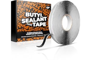 VViViD Premium Butyl Sealant Tape, Durable Rubber Sealer, Waterproof, Weatherproof, Noise & Vibration Reduction, Black ½” Thi