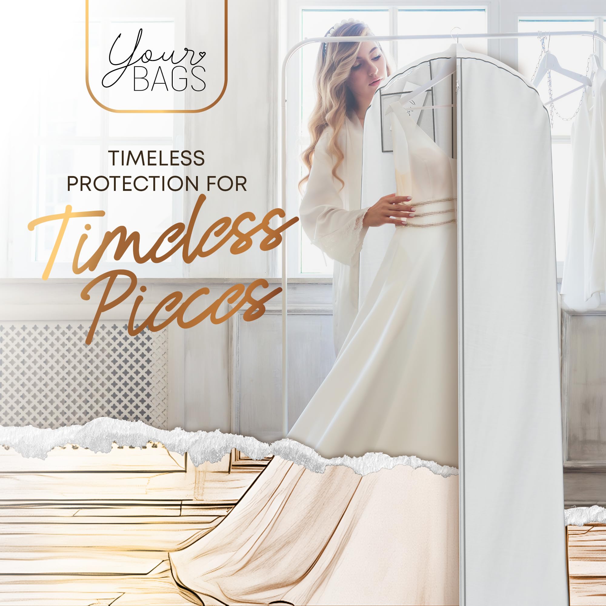 Your Bags Wedding Dress Garment Bag - Garment Bags for Travel & Hanging Clothes or Storage Preservation - 72